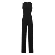 Mouwloze jumpsuit met gerimpelde taille Norma Kamali , Black , Dames