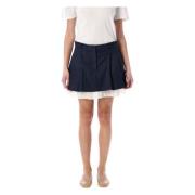 Navy Pinstripe Mini Rok The Garment , Blue , Dames