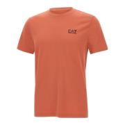 Oranje Stretch Katoenen T-shirt met Logo Emporio Armani EA7 , Orange ,...