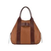 Bruine Leren Tote Tas Hogan , Brown , Dames