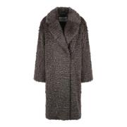 Rookgrijze Faux-Fur Jassen Aw24 Stand Studio , Gray , Dames