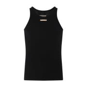 Zwarte Geribbelde Tanktop Vier Stiksels Maison Margiela , Black , Here...