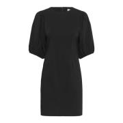 Zwarte Vrouwelijke Jurk met Pofmouwen Soaked in Luxury , Black , Dames