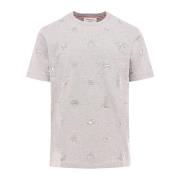 Geborduurd katoenen T-shirt met nautische details Thom Browne , Gray ,...