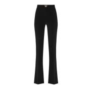 Zwarte Flared Stretch Crêpe Broek Elisabetta Franchi , Black , Dames