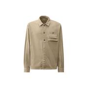 Gepantserde Stretch Satijnen Knoopshirt C.p. Company , Beige , Heren