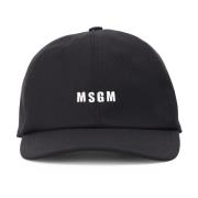 Klassieke Pet met Logo Borduursel Msgm , Black , Heren