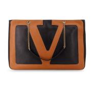 Leren Shopper Tas met VLogo Handtekening Valentino Garavani , Black , ...