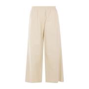 Beige Cropped Leren Broek Arma , Beige , Dames