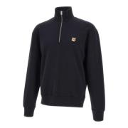 Zwarte Katoenen Sweatshirt met Fox Logo Maison Kitsuné , Black , Heren