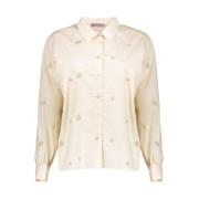 Bloemenborduurwerk lange mouw blouse Geisha , Beige , Dames