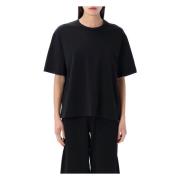 Zwarte Cotton Lee T-shirt met Crew Neck Studio Nicholson , Black , Dam...