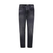 Zwarte Slim Fit Jeans met Verweerd Effect Haikure , Black , Heren