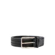 Geweven Design Riem Zwart Gesp Lichtgoud Canali , Black , Heren