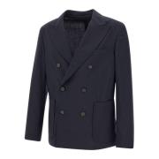 Middernachtblauwe Wollen Blazer Paolo Pecora , Blue , Heren