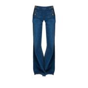 Indigo Katoen Wide Leg Jeans Twinset , Blue , Dames