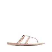 Goudkleurige Rockstud Platte Rubberen Sandalen Valentino Garavani , Pi...