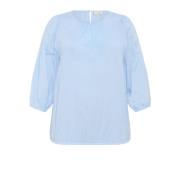 Windsurfer Blouse ¾ Mouwen Ronde Hals Kaffe Curve , Blue , Dames