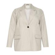 Grijze Pinstripe Blazer Jas Kaffe Curve , Beige , Dames