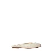 Strik Detail Leren Ballerina Muiltjes Maison Margiela , White , Dames