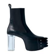 Gegrilde Kiss Leren Laarzen Rick Owens , Black , Heren