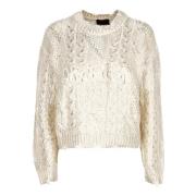 Logo Crewneck Sweater in Melk Disclaimer , Beige , Dames