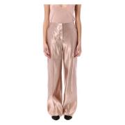 Petal Pink Wide Leg Linen-Silk Trousers Loulou Studio , Pink , Dames