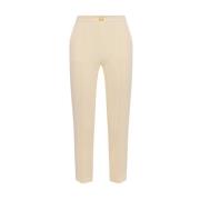 Gele Stretch Crepe Slim Fit Broek Elisabetta Franchi , Yellow , Dames