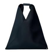 Panel Gebreide Handtas met Leren Afwerking MM6 Maison Margiela , Black...