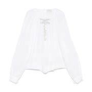 Witte Zijden Katoenen Shirt Forte Forte , White , Dames