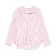 Roze Ruche Kraag Shirt Geborduurd Logo Philosophy di Lorenzo Serafini ...