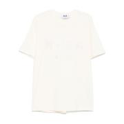 Heren Logo Print Wit T-shirt Msgm , White , Heren