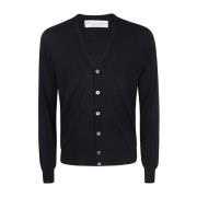 Merino Cardigan Sweater Filippo De Laurentiis , Black , Heren