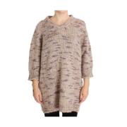 Beige V-hals Oversized Trui Pink Memories , Beige , Dames