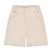 Vegan Leren Shorts met Studs Bruuns Bazaar , Beige , Dames