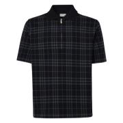 Geruite Jacquard Poloshirt met Rits Burberry , Black , Heren