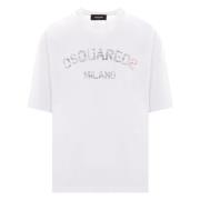 Casual Loose Fit T-shirt Dsquared2 , White , Heren