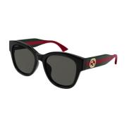 Ronde Cat-Eye Zonnebril met Webdetail Gucci , Black , Dames