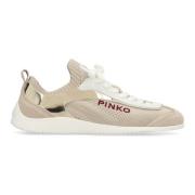 Lage sneakers met suède inzetstukken Pinko , Beige , Dames