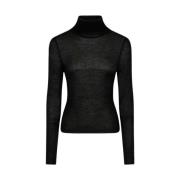 Zijde/Wol Blend Turtleneck Trui Roberto Cavalli , Black , Dames