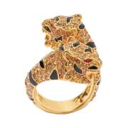 Tijger Bezaaide Gouden Ring Roberto Cavalli , Yellow , Dames