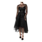 Zwarte Sheer Tulle A-lijn Cocktailjurk Dolce & Gabbana , Black , Dames