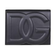 Zwarte leren crossbody tas met DG-logo Dolce & Gabbana , Black , Dames