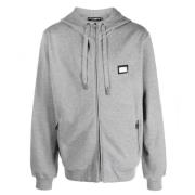 Logo-Plaque Katoenen Hoodie Dolce & Gabbana , Gray , Heren