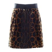 Dierenprint Hoge Taille Korte Rok Dolce & Gabbana , Brown , Dames