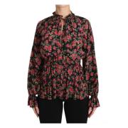 Zwarte bloemen zijden overhemd Dolce & Gabbana , Multicolor , Dames