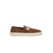 Bruine Suède Gesp Loafers Salvatore Ferragamo , Brown , Heren