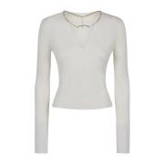 Ketting Naamplaat V-Hals Sweater Alexander Wang , White , Dames