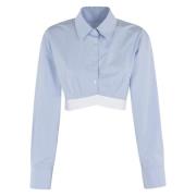 Witte Logo Elastische Crop Top Alexander Wang , Blue , Dames