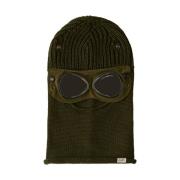 Merino Wol Balaclava Goggle Trui C.p. Company , Green , Heren